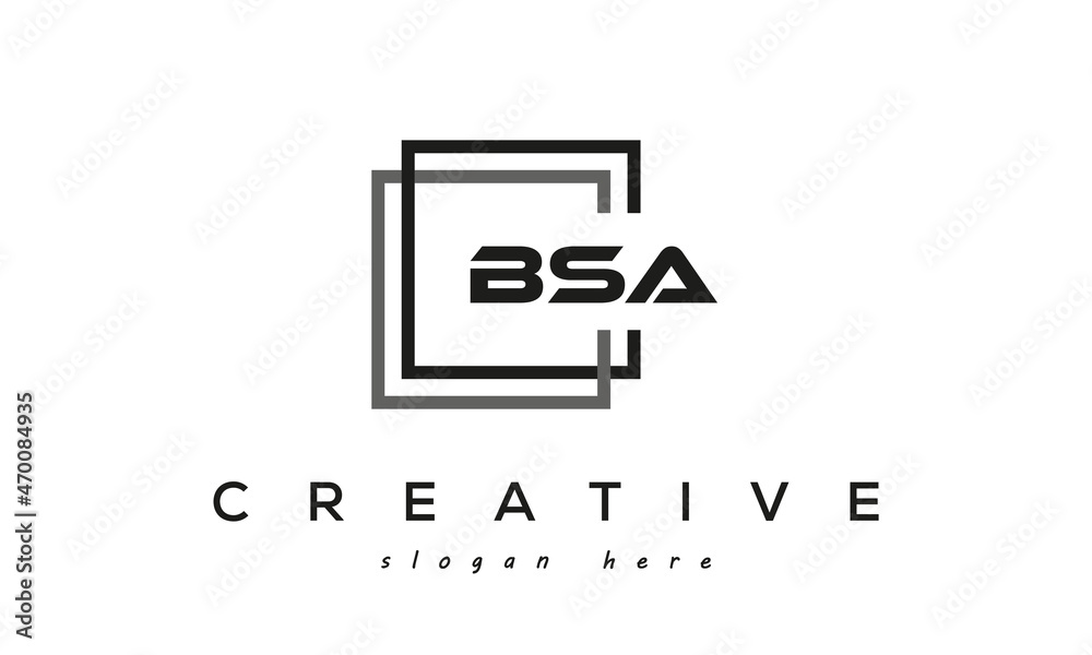 BSA square frame three letters logo design Stock Vector | Adobe Stock