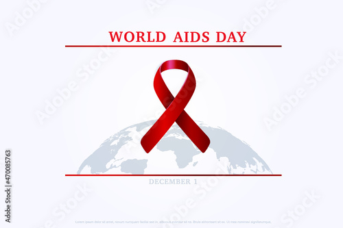 World AIDS Day Banner Background Illustration. Aids Awareness. World Aids Day concept. Red Ribbon. 1 December. Web banner, poster, postcard. Icons