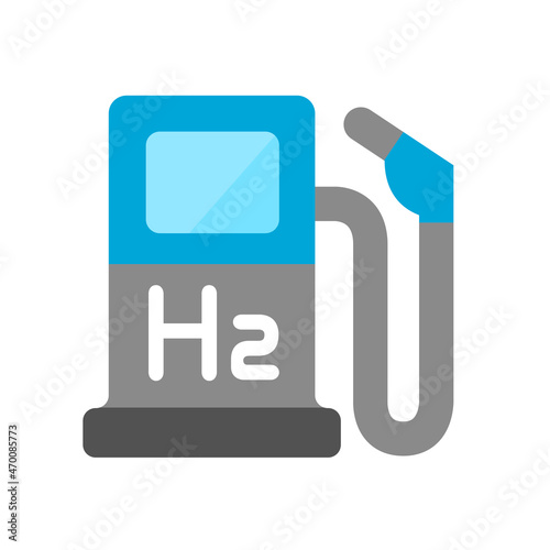 H2 (hydrogen) fuel station vector icon illustration.