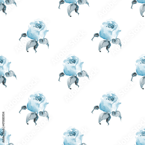 Watercolor seamless patternWatercolor vintage teal floral seamless pattern for fabric, dusty blue flowers background for nursery, kids apparel, home decor photo