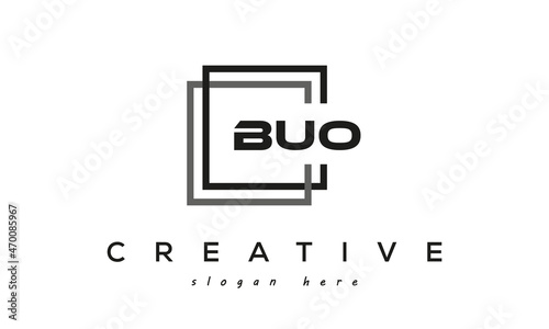 BUO square frame three letters logo design photo