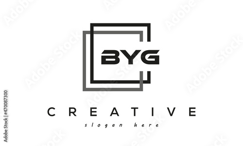 BYG square frame three letters logo design photo