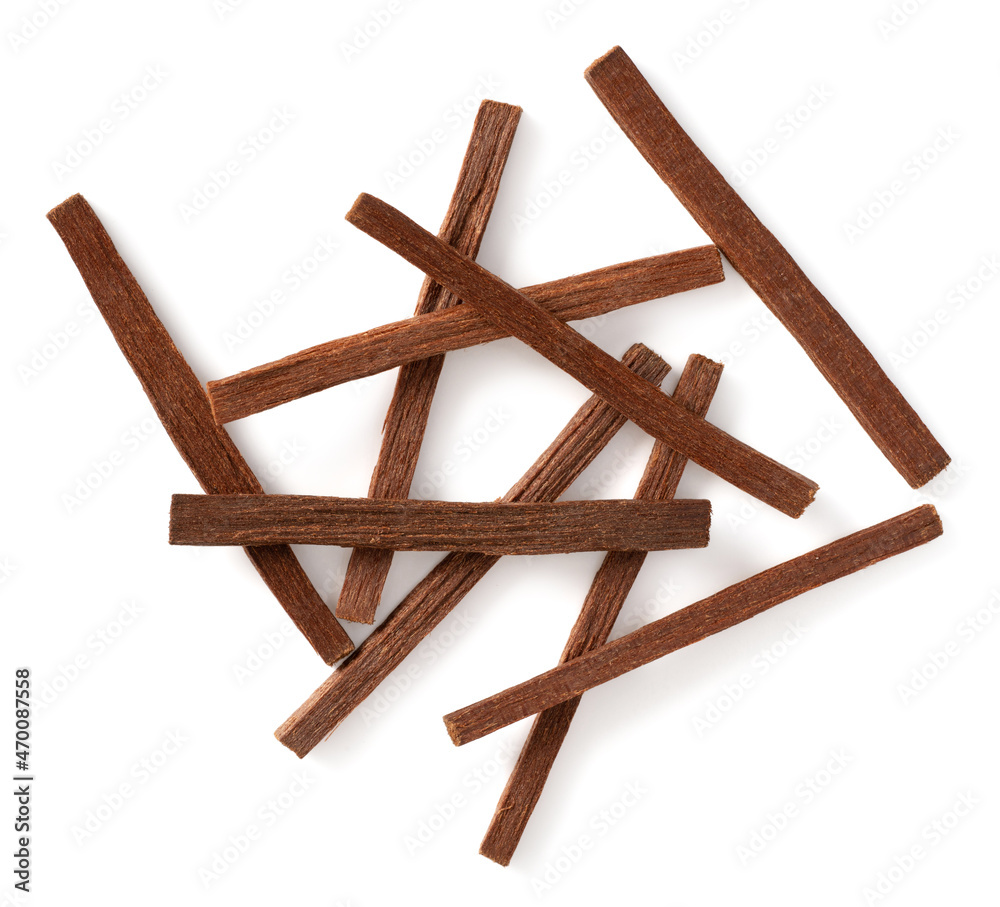 Sandalwood sticks isolated on white background, top view Sandalwood sticks isolated on white background, top view