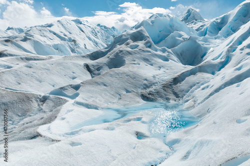 Small lake from melted ice in the Perito Moreno Glacier