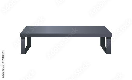 Stylish wooden coffee table in black color. Modern decorative and practical design element. Table with smooth polished surface vector illustration.