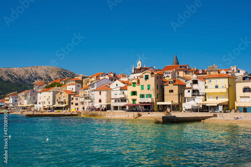 The south Krk island town of Baska in the Primorje-Gorski Kotar County of western Croatia 