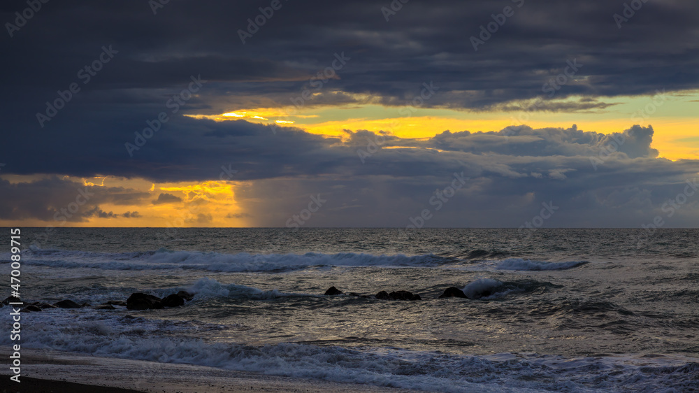 Sunset at Hokitika beach in New Zealand Sunset at Hokitika beach in New Zealand