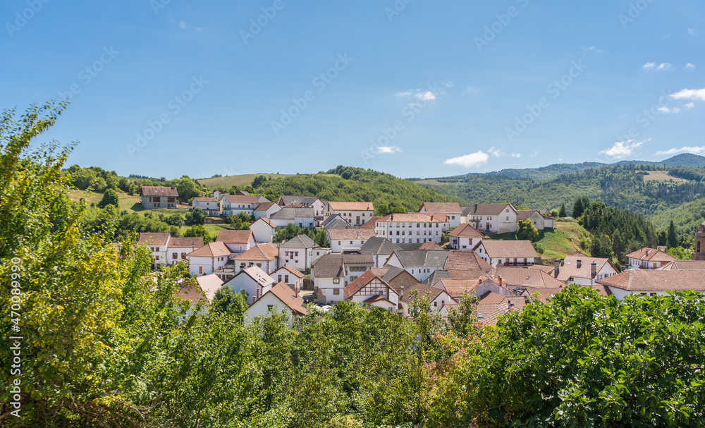 Beautiful aerial view of small village ,Jaurrieta Spain