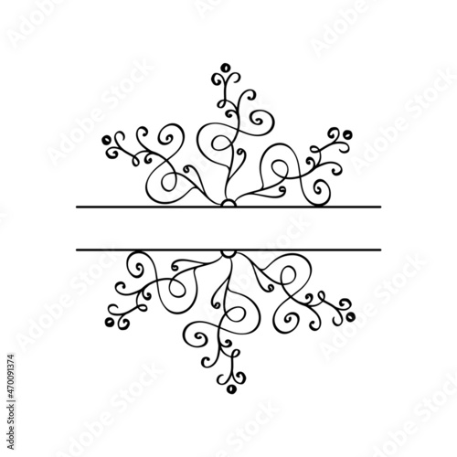 Cute Vector Christmas Hand drawn split vintage scandinavian snowflake. Xmas decorative design element in retro style, isolated winter illustration