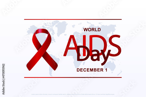 World AIDS Day Banner Background Illustration. Aids Awareness. World Aids Day concept. Red Ribbon. 1 December. Web banner, poster, postcard. Icons