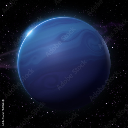 Wallpaper Mural Neptune planet with night view and rising sun. Realistic view of the solar system. 3d rendering Torontodigital.ca