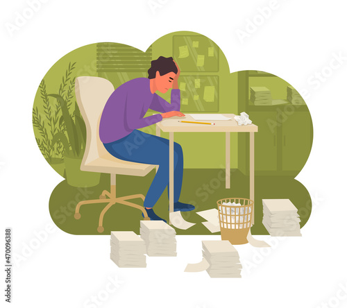 Professional Burnout Syndrome Flat Illustration