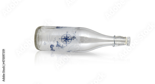 empty glass bottle isolated on white background with clipping path