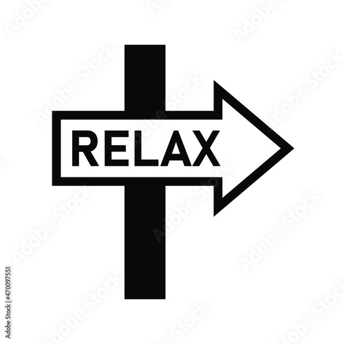 Relax arrow pointer, black sign for design on a white background, vector illustration