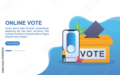 Online vote concept with the person sliding the button up to select.