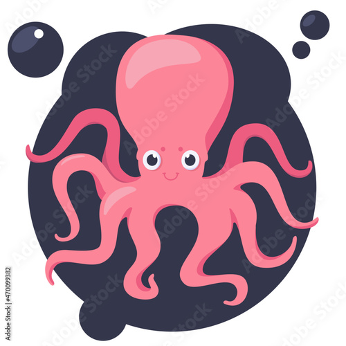 Cute octopus cartoon vector illustration