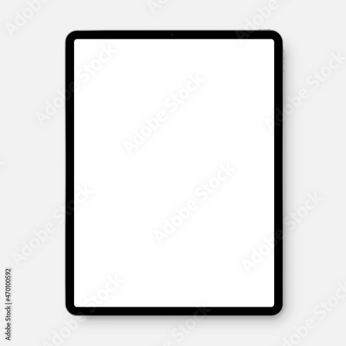 tablet computer with blank white screen isolated on white background
