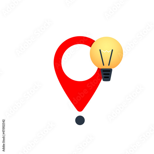 GPS pin with lightbulb concept illustration
