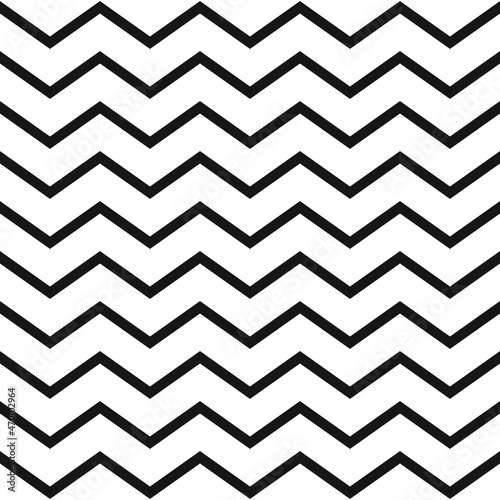 Black and white zigzag pattern, background. Chevron seamless vector.