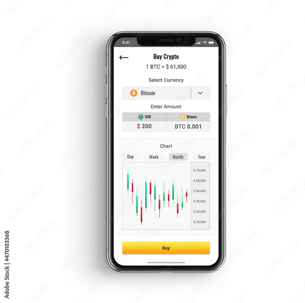 mobile phone with crypto buying screen