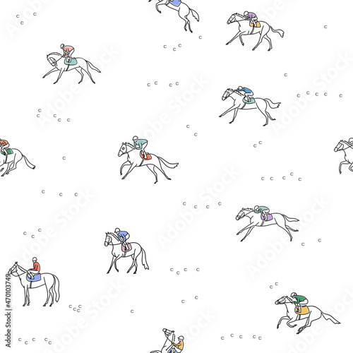 Seamless pattern on the topic of horse racing. Design for paper, cover, fabric, interior decor and other.