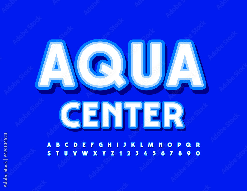 Vector healthy concept Aqua Center. Elegant modern Font. Modern Alphabet Letters and Numbers set