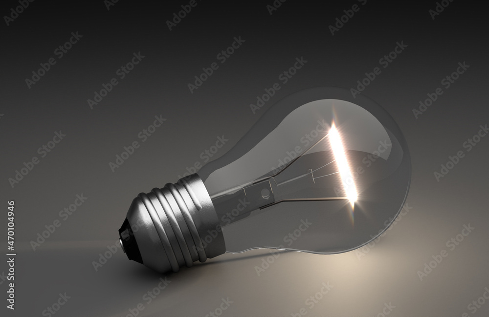 old glowing light bulb in front of background - 3D Illustration old glowing light bulb in front of background - 3D Illustration