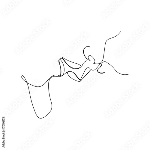 A man and a woman are kissing. A pair of lovers. Love, valentine's day, family. Line art, one line illustration. Vector.
