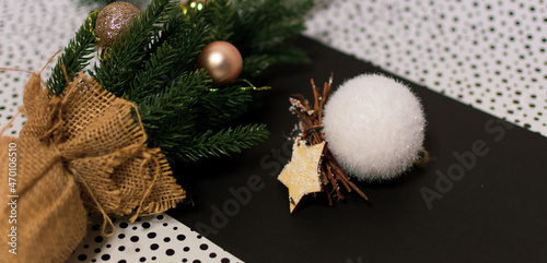 Christmas decoration balls, stars and tree