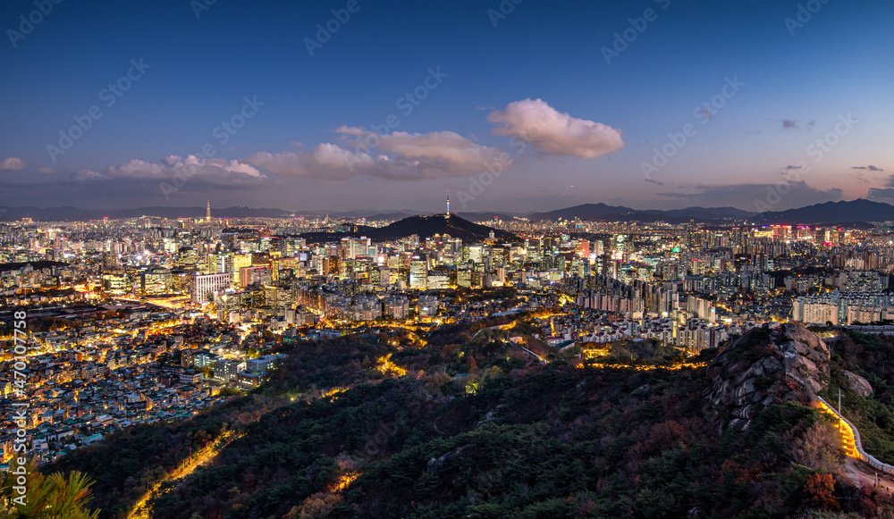 Seoul city at night South Korea.