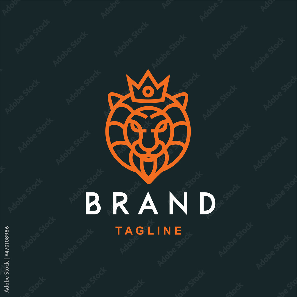 vector lion king monoline minimalist simple logo Perfect for any brand and company 