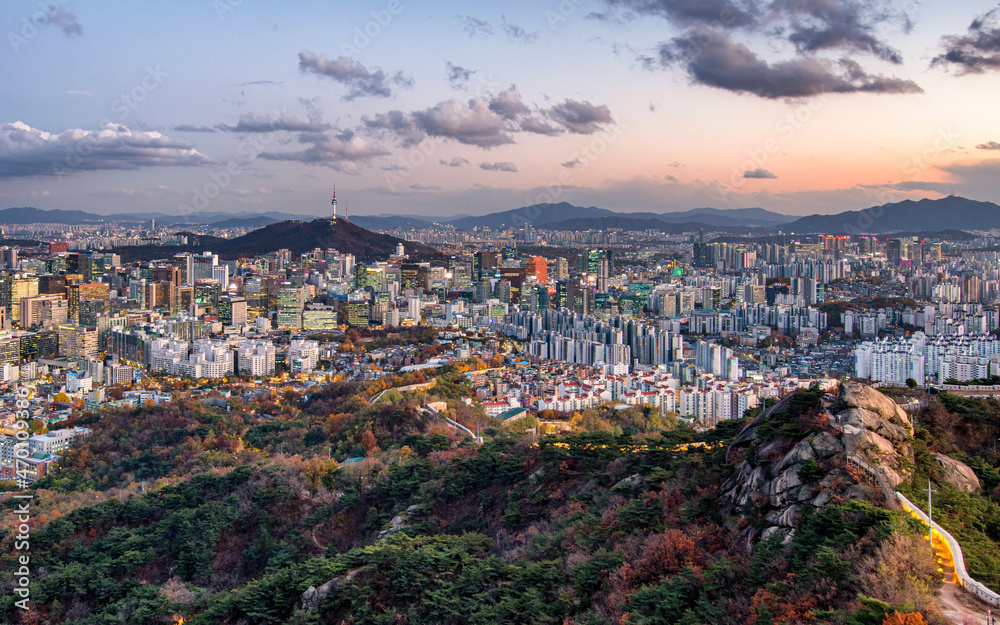 Seoul city in autumn South Korea.