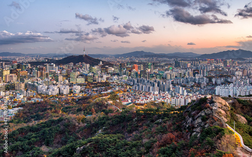 Obraz na płótnie Seoul city in autumn South Korea. w salonie