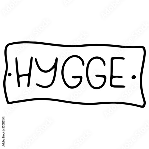 Hand lettering cozy hugge. Kawaii doodle contour digital art. rint for banners, posters, web, stickers, posts, paper, cards. photo