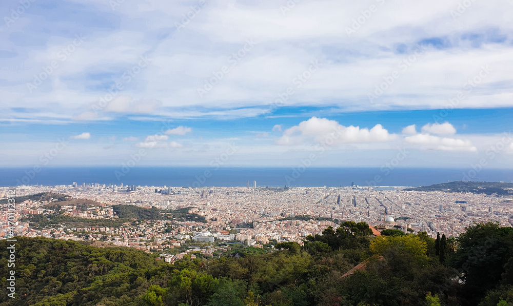 Panoramic view of Barcelona from Tibidabo hill