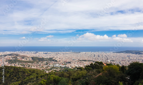 Panoramic view of Barcelona from Tibidabo hill photo