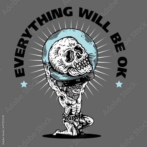Atlas God Holding Up Skull Crystal Ball