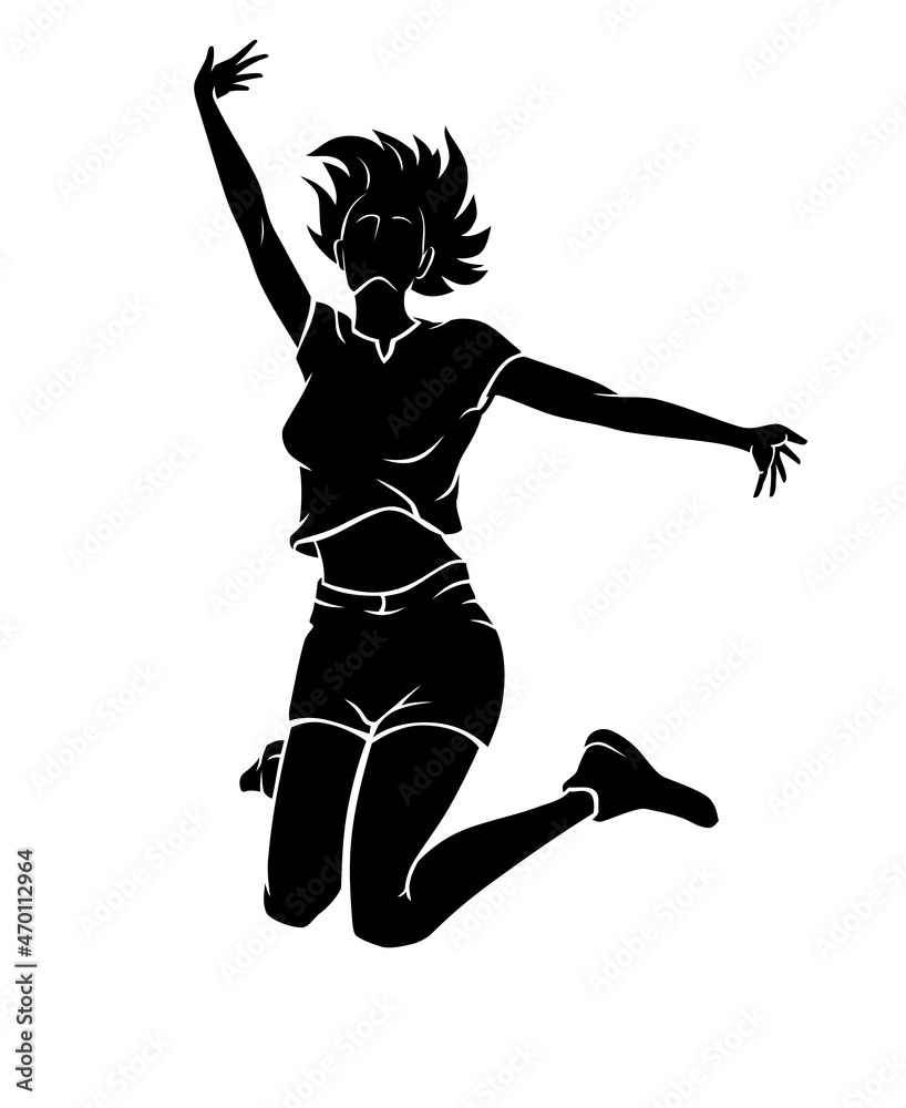 Obraz premium Leap of Joy, Teenager Silhouette