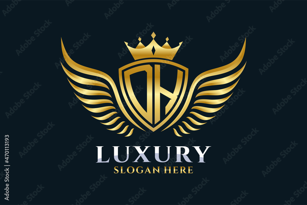 Luxury royal wing Letter VL crest Gold color Logo vector, Victory