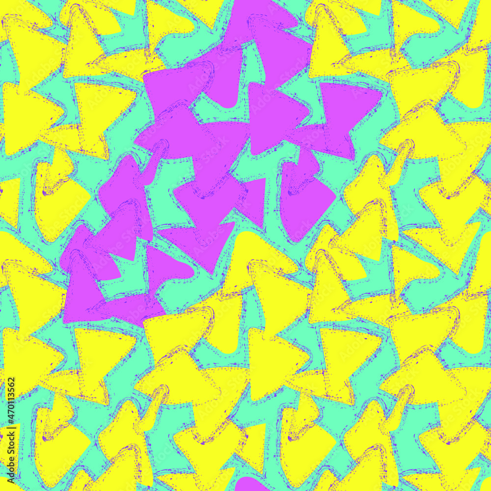 Seamless pattern with hand drawn chaotic grunge triangles