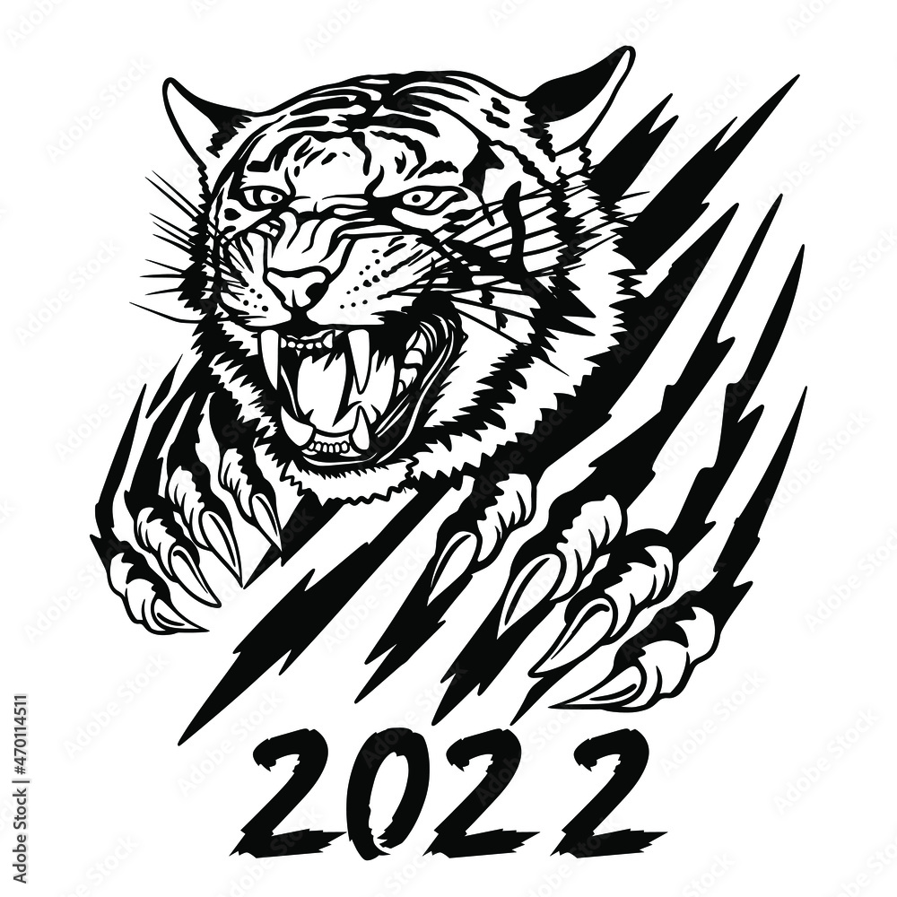 Vettoriale stock tiger svg clipart new year of the tiger 2022 
