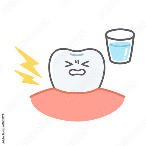 知覚過敏に悩む歯のシンプルで可愛いイラスト