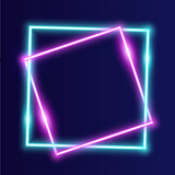 Futuristic Neon frame border. blue and pink neon glowing background