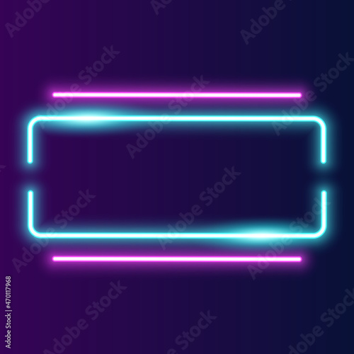 Futuristic Neon frame border. blue and pink neon glowing background