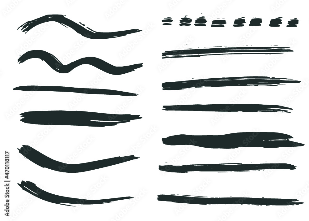 Grunge vector dry brush strokes set. Isolated on white background. Hand drawn collection Grunge vector dry brush strokes set. Isolated on white background. Hand drawn collection