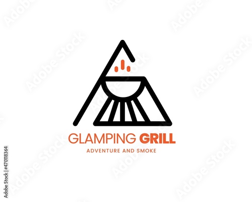 Glamour Camping and BBQ Grill Adventure Logo Vector (Free Licensed)