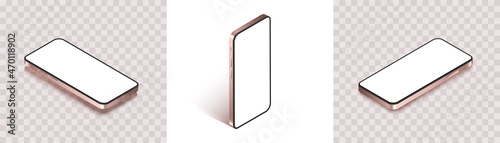 Isometric phone mockup in different angles.