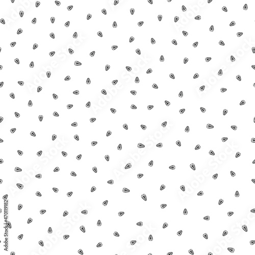 Ditzy Trilobite vector seamless pattern background. Hand drawn arthropod ribbed shell marine fossils. Monochrome white black backdrop.Extinct cambrian period predators. Repeat for museum, school