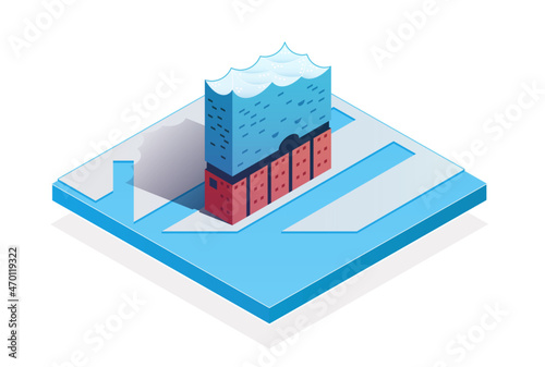 Die Hamburger Elbphilharmonie als isometrische Vektor Illustration