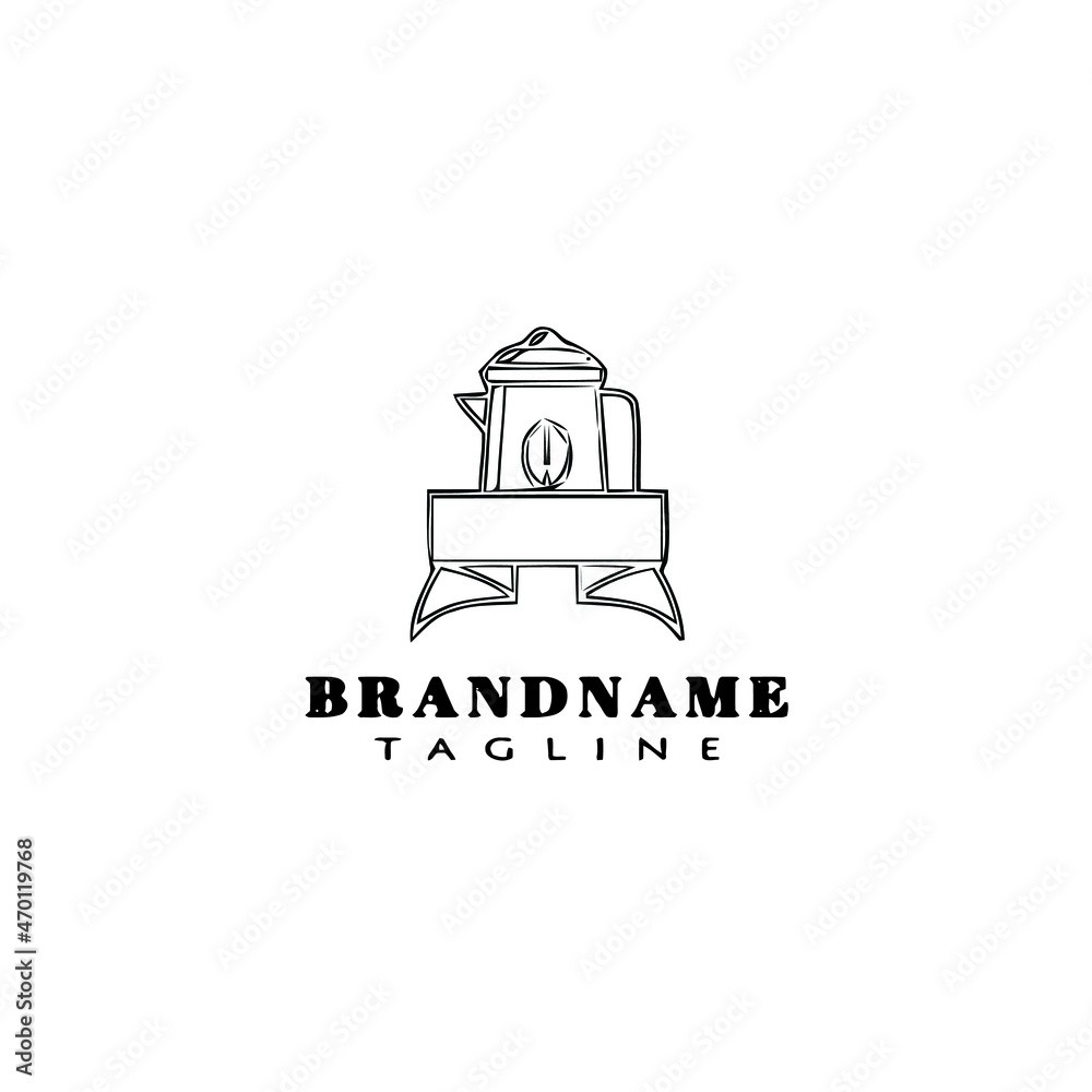 Fototapeta premium cute coffee shop logo cartoon icon design template black isolated illustration